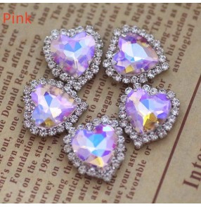 5pcs Hand sew crystal heart rhinestones Stained glass diamond gemstones  DIY dance costumes wedding dresses headdress bag shpoes jewelry 